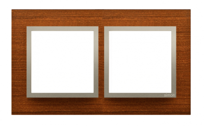 Ramka 2- krotna drewniana złoty orzech