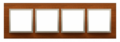 Ramka 4- krotna drewniana złoty orzech