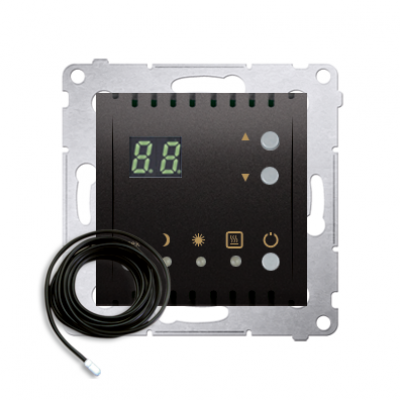 Regulator temperatury z wyświetlaczem z czujnikiem zewnętrzym (sonda) (moduł) 230V antracyt, metalizowany