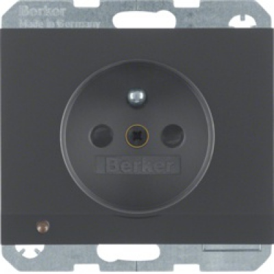 Gniazdo z uziemieniem i podświetleniem orientacyjnym LED Berker K.1 antracyt, mat