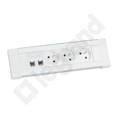 Blok Biurowy, 3 Gniazda 2p+z, 2 Gniazda Rj45, 2 Zaślepki 1-modułowe