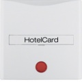 Łącznik na kartę hotelową-nasadka z nadrukiem i pomarańczową soczewką; śnieżnobiały; S.1/B.1/B.3/B.7 Glas