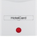 Łącznik na kartę hotelową-nasadka z nadrukiem i czerwoną soczewką; śnieżnobiały, połysk; S.1/B.3/B.7 Glas