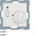 Regulator temperatury pomieszczenia z zestykiem zwiernym, elementem centralnym i łącznikiem; śnieżnobiały; B.1/B.3/B.7 Glas