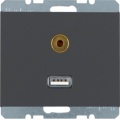 Gniazdo USB / 3,5 mm Audio ; antracyt, mat; K.1