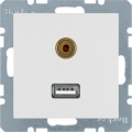 Gniazdo USB / 3,5 mm Audio ; śnieżnobiały, połysk; S.1/B.1/B.3/B.7 Glas