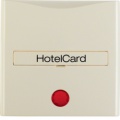 Łącznik na kartę hotelową-nasadka z nadrukiem i czerwoną soczewką; kremowy, połysk; S.1
