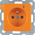 Gniazdo z uziemieniem i LED kontrolną z podwyższoną ochroną styków; pomarańczowy, mat; S.1/B.1/B.3/B.7 Glas