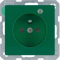 Gniazdo z uziemieniem i LED kontrolną z podwyższoną ochroną styków; zielony, aksamit; Q.1