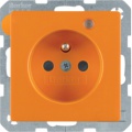 Gniazdo z uziemieniem i LED kontrolną z podwyższoną ochroną styków; pomarańczowy, aksamit; Q.1