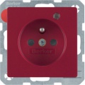 Gniazdo z uziemieniem i LED kontrolną z podwyższoną ochroną styków; czerwony, aksamit; Q.1