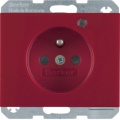 Gniazdo z uziemieniem i LED kontrolną z podwyższoną ochroną styków; czerwony, połysk; K.1