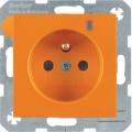 Gniazdo z uziemieniem i LED kontrolną z podwyższoną ochroną styków; pomarańczowy, p; S.1/B.3/B.7 Glas