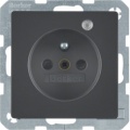Gniazdo z uziemieniem i kontrolną diodą LED Berker Q.1/Q.3 antracyt, aksamit