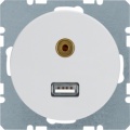 Gniazdo USB/3.5 mm audio Berker R.1/R.3 biały, połysk