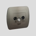Gniazdo antenowe R-TV-SAT końcowe. Może być użyte jako gniazdo zakończeniowe do gniazd przelotowych R-TV-SAT; satyna (met.)