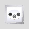 Gniazdo antenowe R-TV-SAT przelotowe (moduł); białe