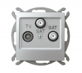 Gniazdo RTV-SAT z dwoma wyjściami SAT (srebro)
