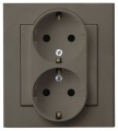 Gniazdo podwójne z uziemieniem schuko (czekoladowy metal)