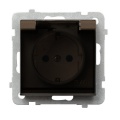 Gniazdo bryzgoszczelne z uziemieniem schuko, IP-44, z przesłonami torów prądowych (czekoladowy metal)
