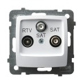 Gniazdo RTV-SAT z dwoma wyjściami SAT (biały)