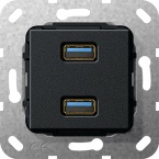 USB 3.0 A podwójny Przejściówka Urządzenie podtynk. czarny matowy