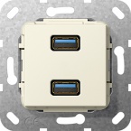 USB 3.0 A podwójny Rozgałęźnik kabl. Urządzenie podtynk. kremowy
