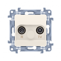 Gniazdo antenowe R-TV końcowe separowane tłum.:1dB kremowy