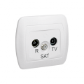 Gniazdo antenowe R-TV-SAT przelotowe tłum.:10dB biały