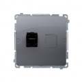 Gniazdo komputerowe pojedyncze ekranowane Rj45 kategoria 6, z przesłoną przeciwkurzową (moduł) srebrny mat, metalizowany