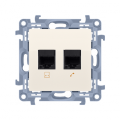 Gniazdo komputerowe Rj45 kategoria 6 + telefoniczne RJ12 kremowy