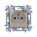 Gniazdo wtyczkowe pojedyncze do wersji IP44 z przesłonami torów prądowych - z uszczelką - klapka w kolorze transparentnym kremowy 16A