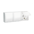 Gniazdo wtyczkowe potrójne z uziemieniem typu Schuko - w wersji IP54 -  klapka w kolorze białym biały 16A