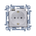 Gniazdo wtyczkowe pojedyncze do wersji IP44 z przesłonami torów prądowych - z uszczelką - klapka w kolorze transparentnym biały 16A