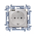 Gniazdo wtyczkowe pojedyncze do wersji IP44 z przesłonami torów prądowych - z uszczelką - klapka w kolorze transparentnym kremowy 16A
