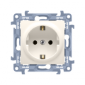 Gniazdo wtyczkowe pojedyncze z uziemieniem typu Schuko kremowy 16A