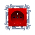 Gniazdo wtyczkowe pojedyncze z uziemieniem z przesłonami torów prądowych czerwony 16A