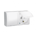 Gniazdo wtyczkowe podwójne z uziemieniem typu Schuko - przesłony torów prądowych - w wersji IP54 - klapka w kolorze białym biały 16A