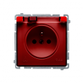 Gniazdo wtyczkowe pojedyncze w wersji IP44 z przesłonami torów prądowych -  klapka w kolorze transparentnym czerwony 16A