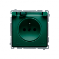 Gniazdo wtyczkowe pojedyncze w wersji IP44 z przesłonami torów prądowych -  klapka w kolorze transparentnym zielony 16A