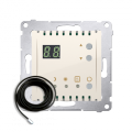 Regulator temperatury z wyświetlaczem z czujnikiem zewnętrzym (sonda) (moduł) 230V kremowy