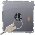 Łącznik na kluczyk chwilowy (przycisk) 2 pozycyjny „0-I” (moduł) 5A 250V, do lutowania, srebrny mat, metalizowany