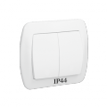Łącznik schodowy podwójny bryzgoszczelny IP44 biały 10AX