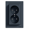 Asfora - double socket outlet with pin earth - 16A anthracite, PL std