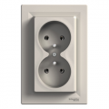 Asfora - double socket outlet with pin earth - 16A bronze, PL std